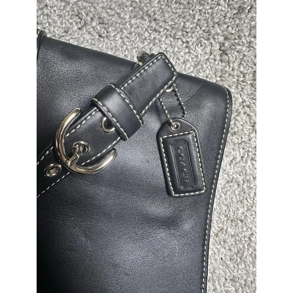 Coach Soho 9741 Black Leather Buckle Flap Shoulder Bag Y2K Hangtag EUC